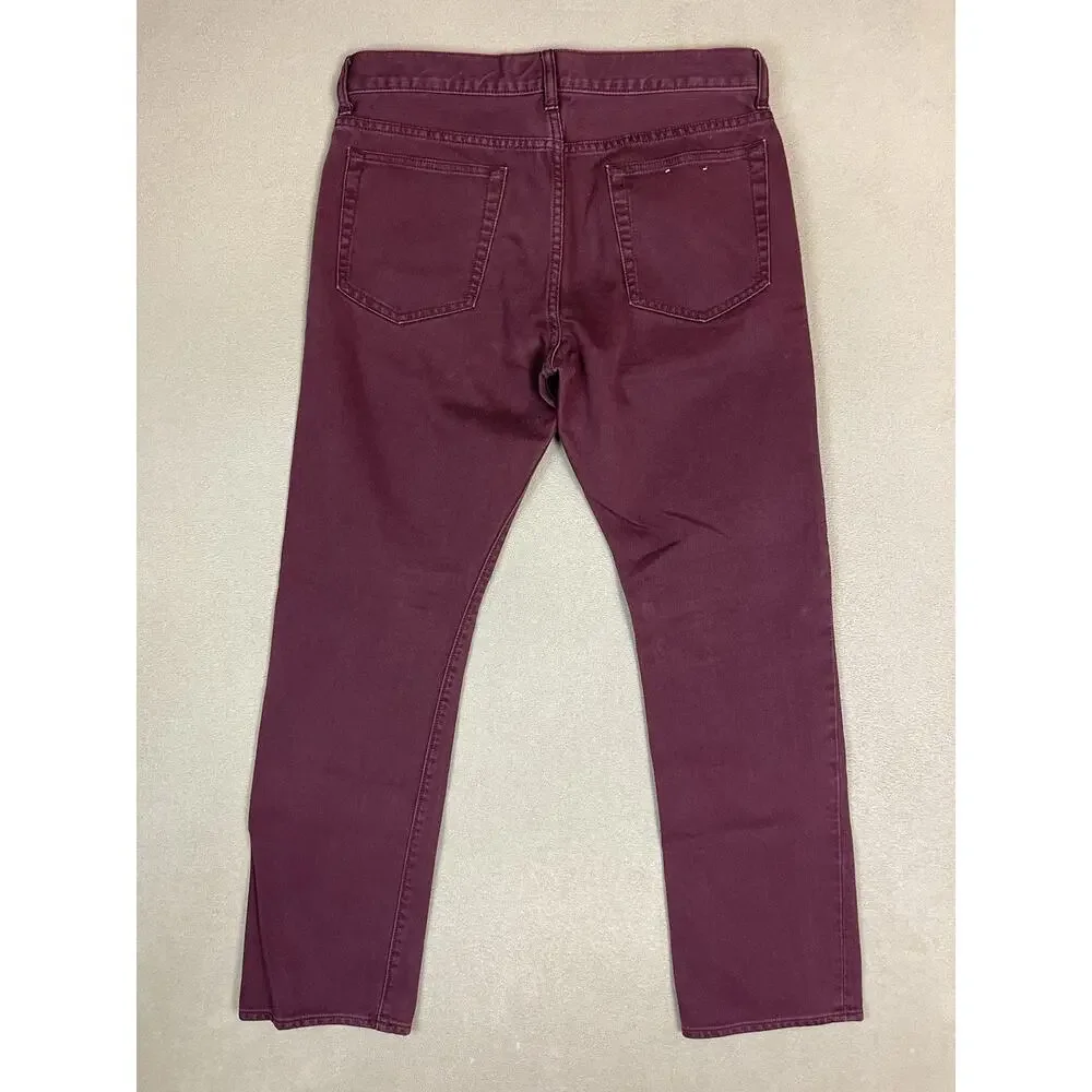 J Crew 770 Pants Mens 32x30 Burgundy Corduroy Straight Leg Mid Rise‎ Regular Fit